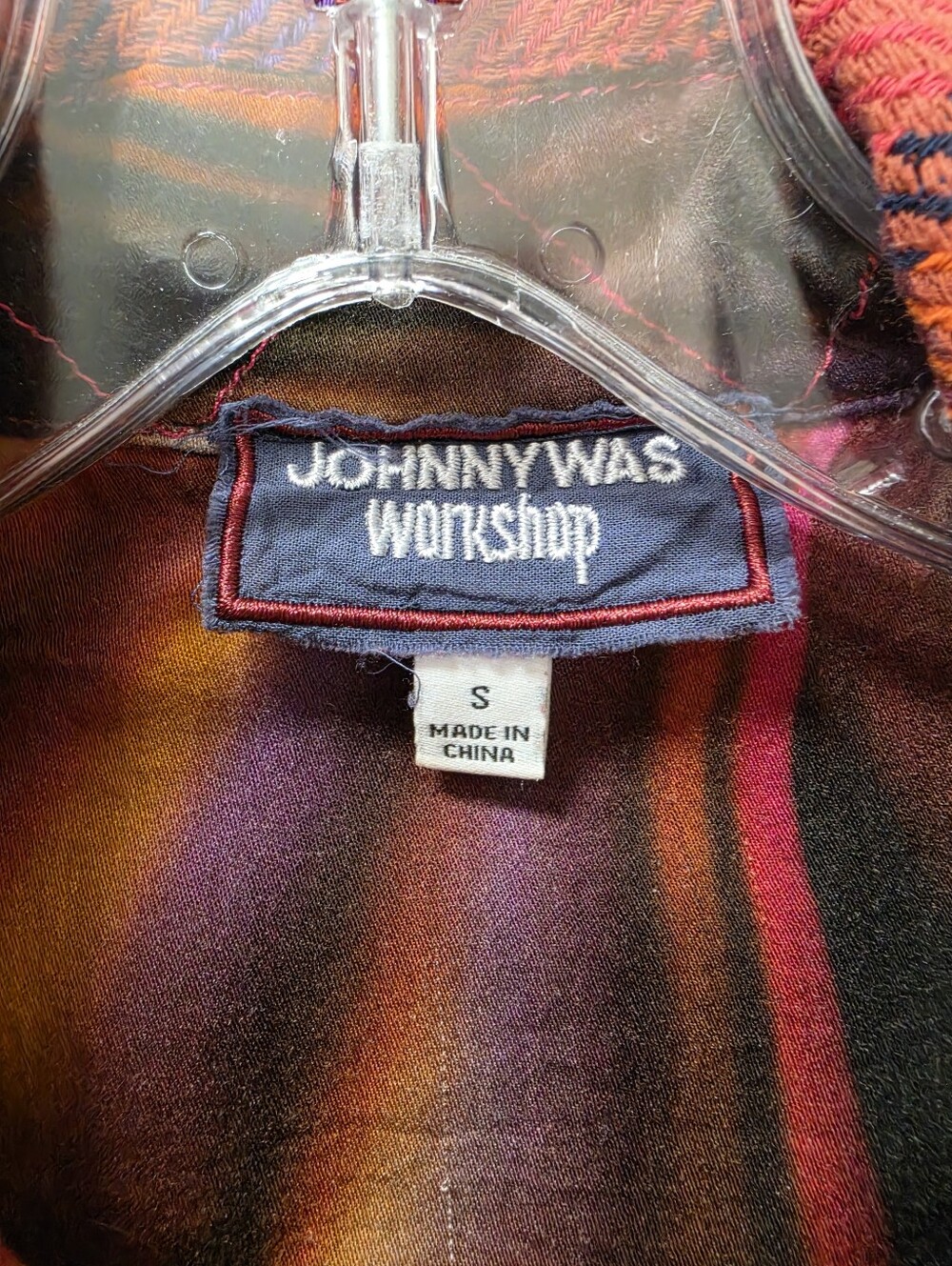 Johnny Was Pink and Orange Plaid Button-Front Shirt Jacket - Picture 2 of 4